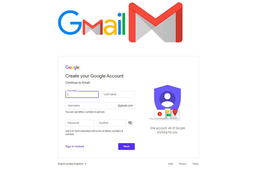 create new gmail account with my domain